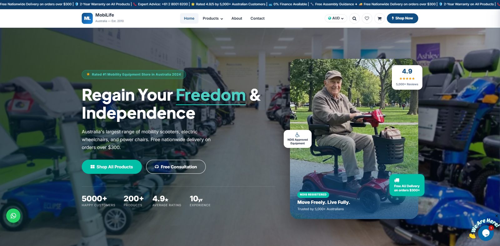 MobiLife Australia — E-Commerce Platform for Mobility Equipment.