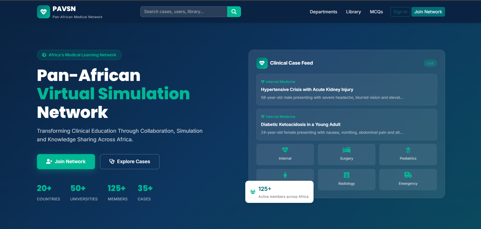 Pan-African Virtual Simulation Network (PAVSN) — Web Development project by Blaise Tech